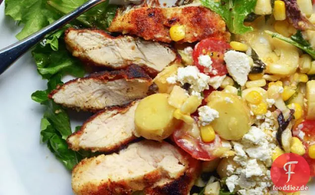 Huhn Milanese mit Sommersalat