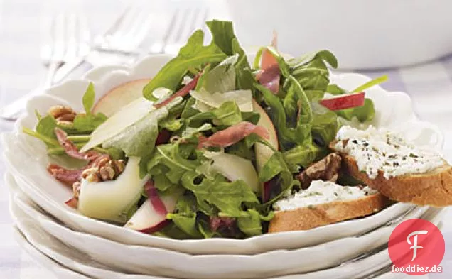 Rucola-Salat mit Schinken und Birnen