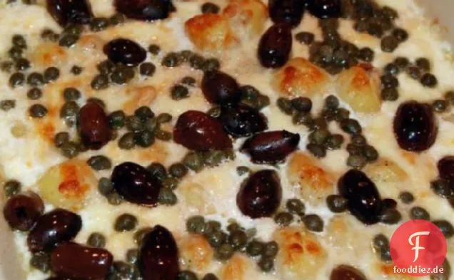 Gnocchi gebacken mit Thunfisch, Oliven und Kapern