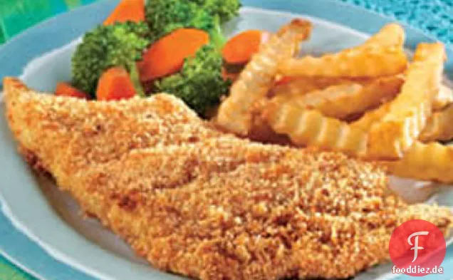 Knusprig im Ofen gebratene Fischfilets