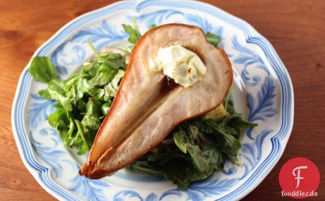 Gebratener Birnensalat mit Chèvre und Feigenvinaigrette