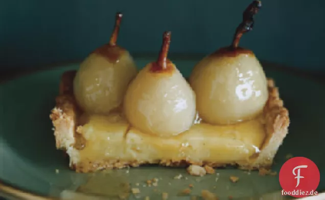 Seckel Birnentarte mit Poire William Creme