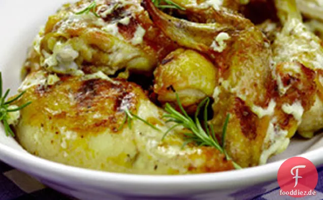 Gegrilltes Hähnchen mit Rosmarin weiße Barbecue-Sauce Rezept
