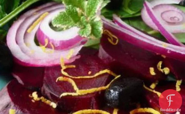 Rübensalat mit Zitrone, Koriander und Minze