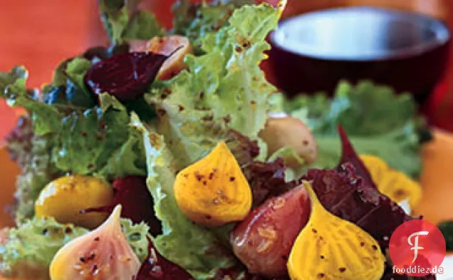 Geröstete Rüben und Baby Greens mit Corinader Vinaigrette und Cilantro Pesto