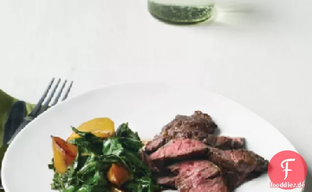 Rocksteak mit Rüben und Grüns