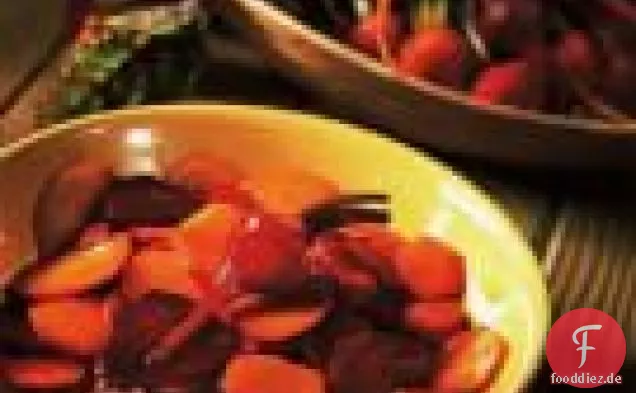 Geröstete rote und gelbe Rüben mit Balsamico-Glasur