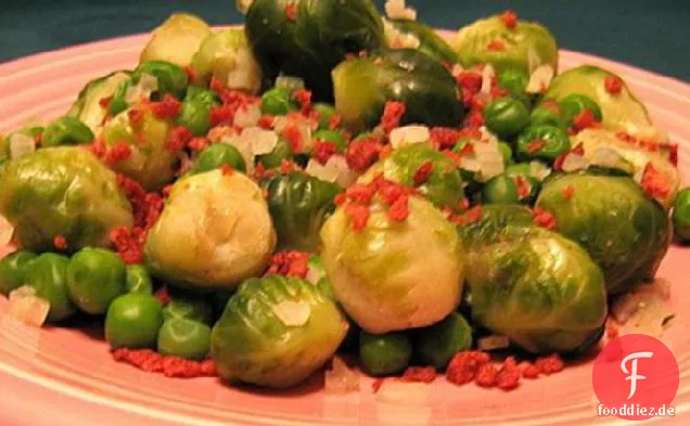 Rosenkohl und Erbsen mit Speck
