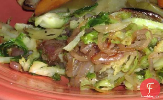 Rosenkohl-Hash mit karamellisierten Schalotten