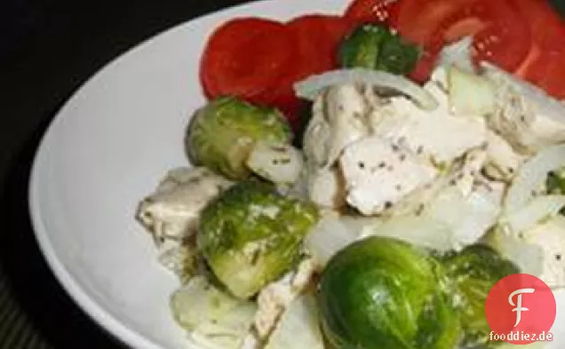 Gebackenes Huhn & Rosenkohl