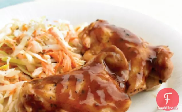 BBQ Hähnchen in der Mikrowelle mit Krautsalat