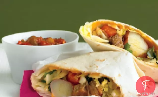Schweinefleisch und Kohl-Slaw Burritos