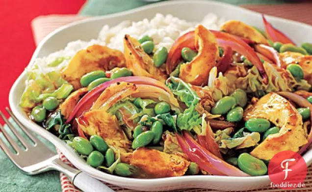 Hähnchen-Edamame Stir-Fry