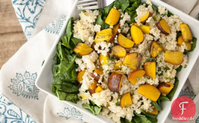 Gebratener Rüben-Hirse-Spinat-Salat