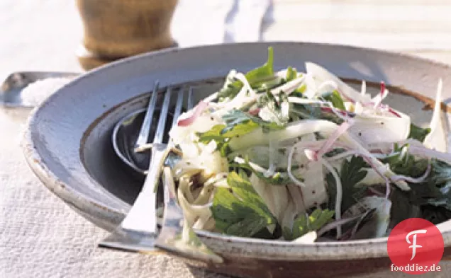 Fenchel, rote Zwiebel und Petersiliensalat
