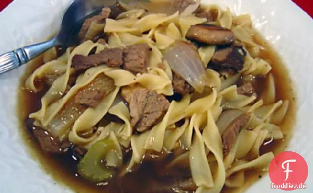 Übrig gebliebene Roastbeefsuppe (Übrig gebliebenes Steak auch!)