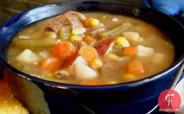 Kansas City Steak und Gemüsesuppe
