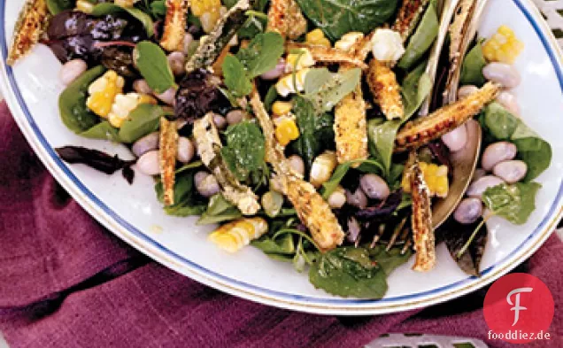 Mais, Cranberry-Bohne und gebratener Okra-Salat