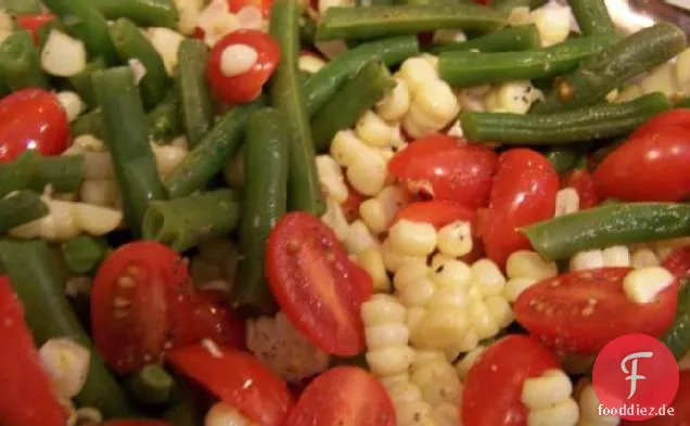 Jeannes grüne Bohnen, Mais und Kirschtomatensalat