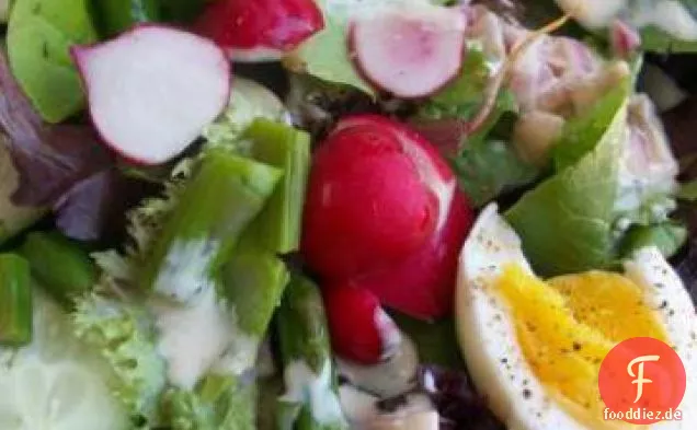 Frühlingssalat mit Buttermilchcreme-Dressing