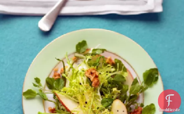 Brunnenkresse, Frisee und Birnensalat