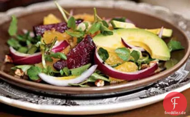 Gebratener Rüben -, Avocado-und Brunnenkresse-Salat