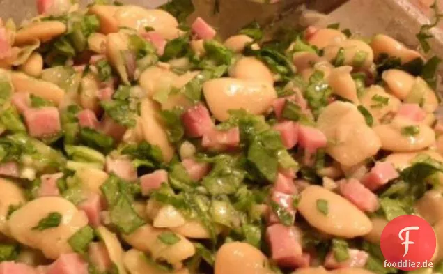 Fava Bohnensalat mit Jamon und frischer Minze