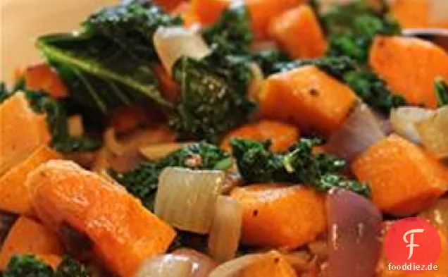 Gebratener Yamswurzel-Grünkohl-Salat