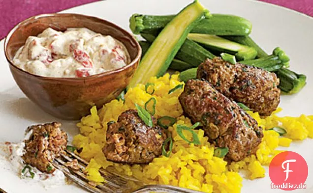 Schnelle Lamm Kofta mit Harissa Joghurtsauce
