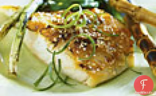 Gegrillter Wolfsbarsch mit Miso-Senf-Sauce