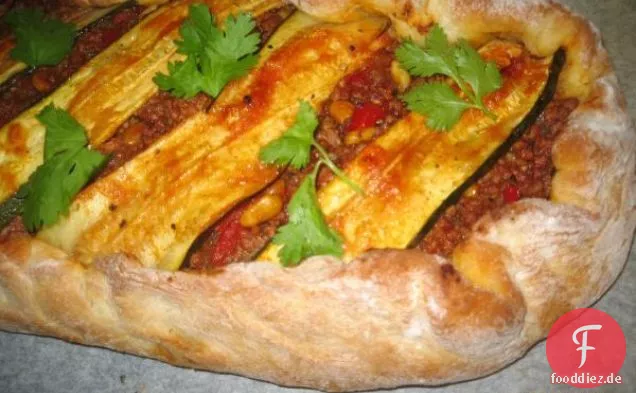 Marokkanisches Lamm und Zucchini Pide