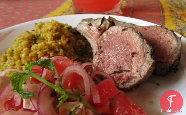 Lammkoteletts, Calabrese, Mit Tomaten, Paprika und Oliven