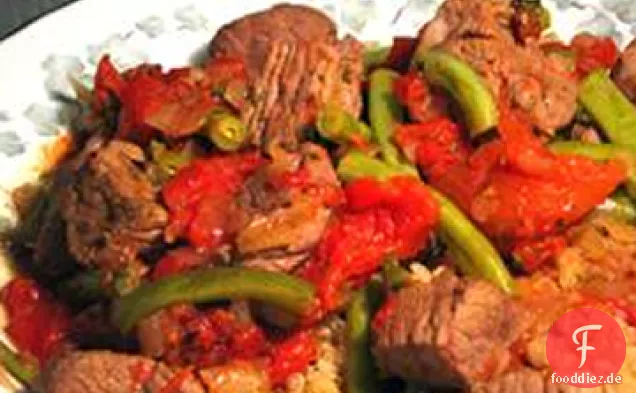 Nitas Lamm, grüne Bohnen und Tomaten