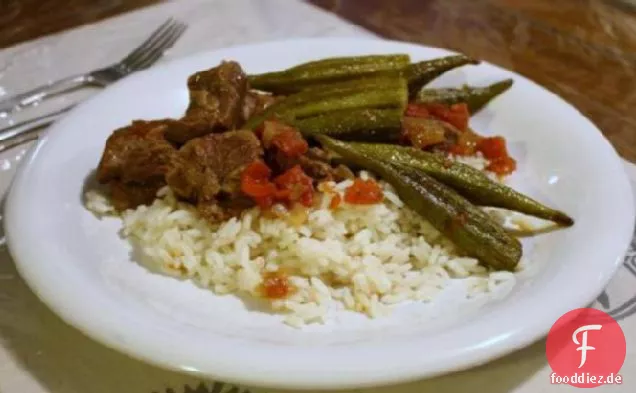Bamya ( Lamm-oder Rindfleisch und Okra Eintopf)