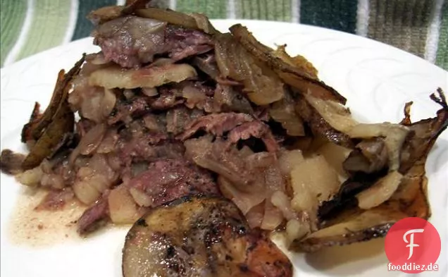 Lämmer braten und Speck