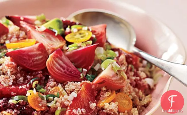 Rüben-, Blutorangen-, Kumquat- und Quinoa-Salat