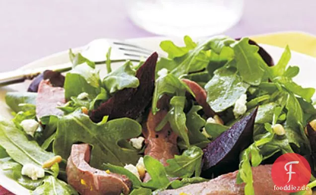Roastbeef, Rüben-und Rucola-Salat mit orangenvinaigrette