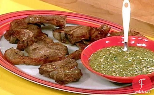 Lammkoteletts mit Minze und Senf-DIP-Sauce
