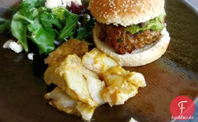 Gewürzter Truthahn Burger Mit Guacamole