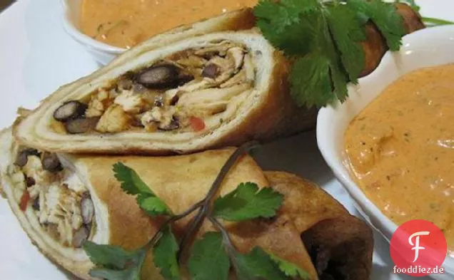 Chicken Flautas Mit Schwarzen Bohnen
