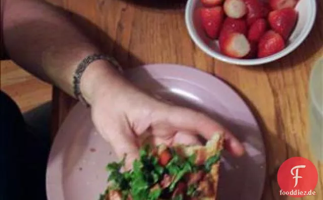 Speck, Salat und Tomatenbruschetta