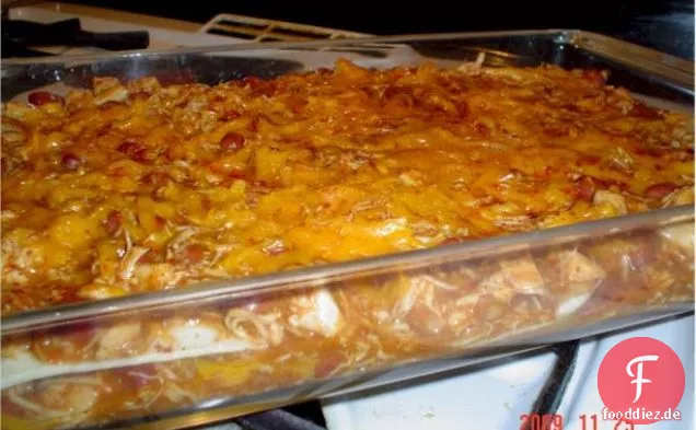 Einfacher fettarmer Hühnchen-Enchilada-Auflauf