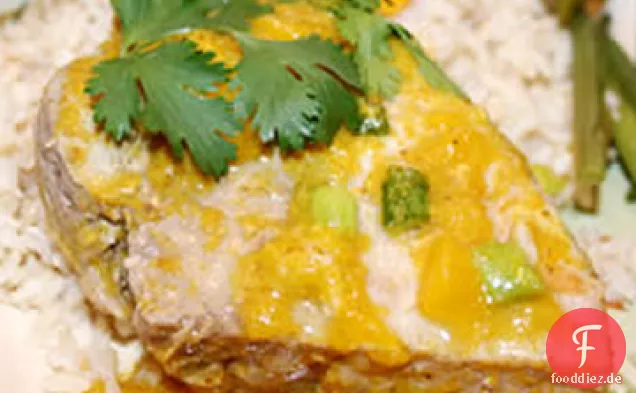 Pfirsich-Curry-Glasierte Schweinekoteletts