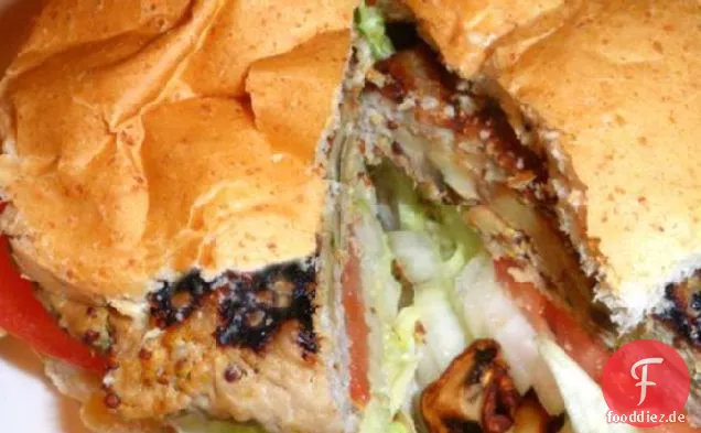 Pilz gefüllte gegrillte Schweinefleisch Burger