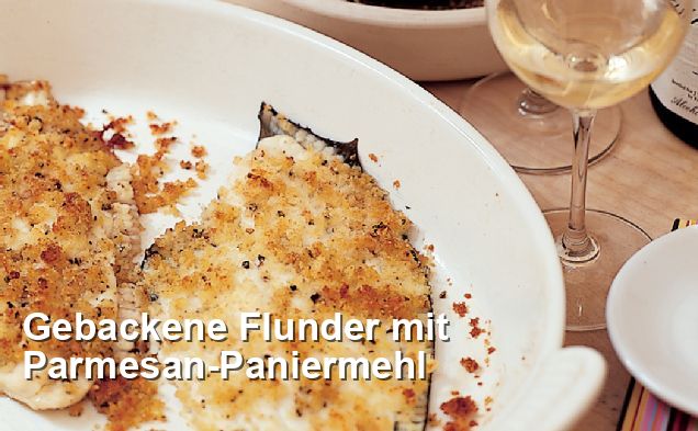 Gebackene Flunder mit Parmesan-Paniermehl - Pescetarisch Rezepte