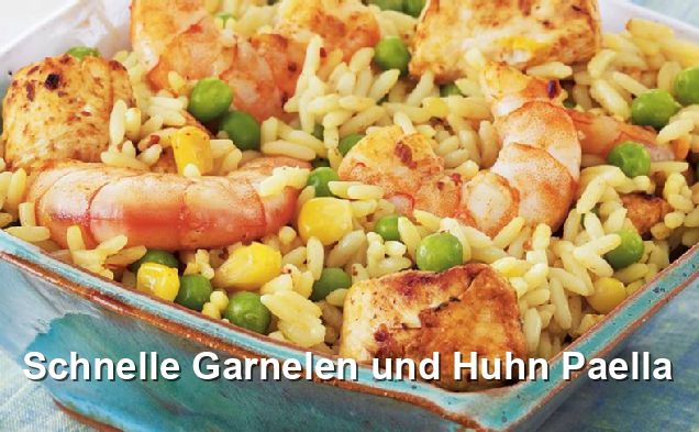 Schnelle Garnelen und Huhn Paella - Spanisch Rezepte