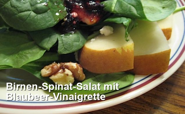 Birnen-Spinat-Salat mit Blaubeer-Vinaigrette - Gluten Frei Rezepte