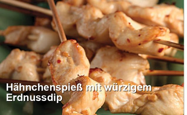 Hähnchenspieß mit würzigem Erdnussdip - Gluten Frei Rezepte