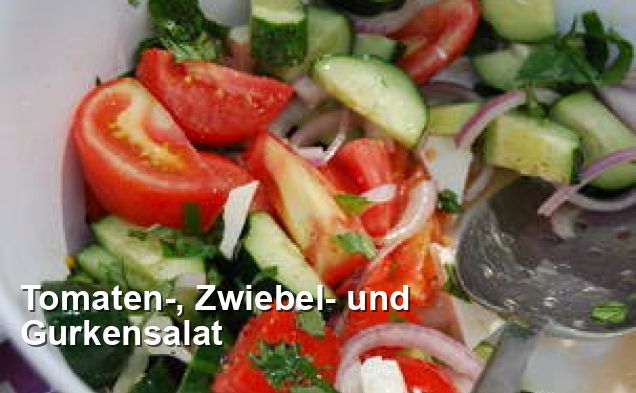 Tomaten-, Zwiebel- und Gurkensalat - Gluten Frei Rezepte