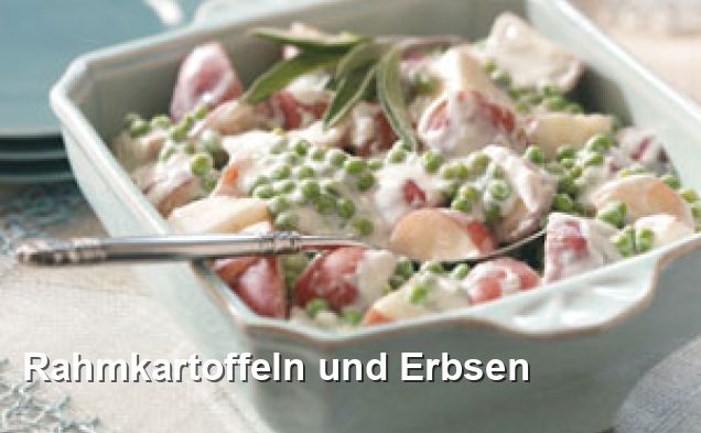 Rahmkartoffeln und Erbsen - Lacto-ovo-vegetarisch Rezepte Rahmkartoffeln und Erbsen - Lacto-ovo-vegetarisch Rezepte